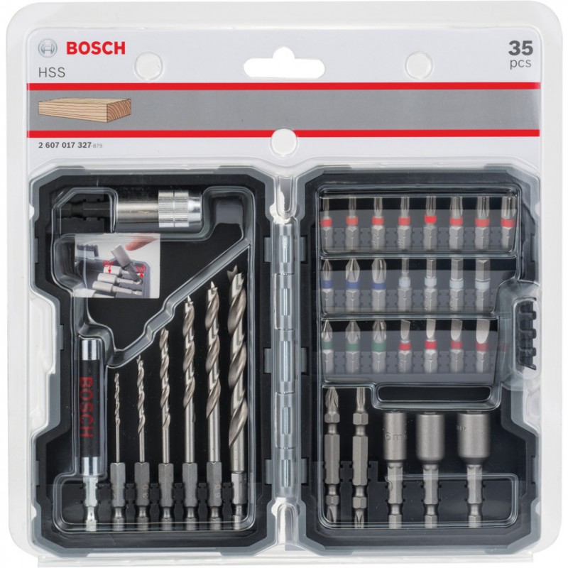 Bosch 2607017327 HSS Drills Bit Set for Wood/Screwdriver - 35 Pcs